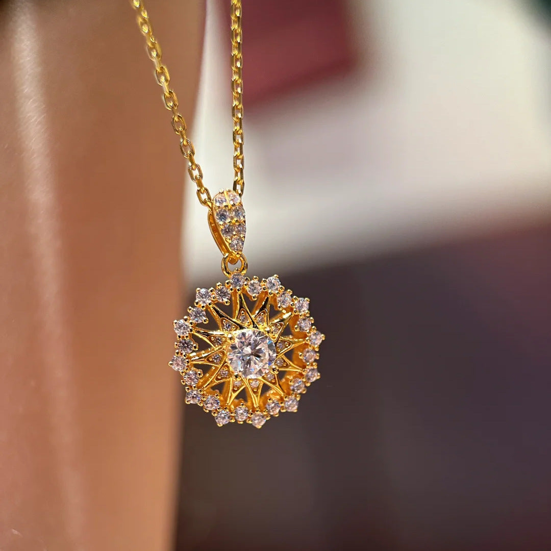 Retro Diamonds Sun Asterism Pendant Compass Earings Set