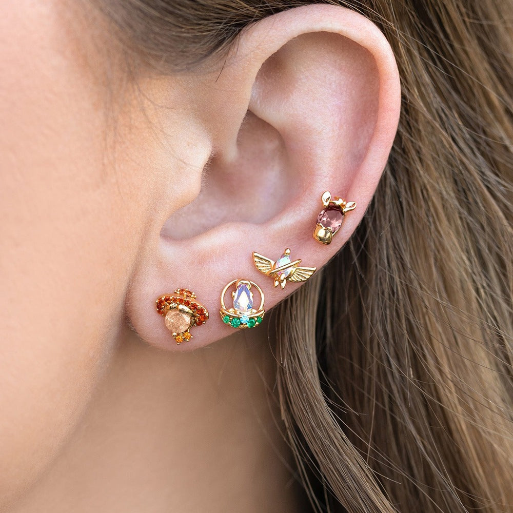 Fashion Personality Color Zircon Earings Set