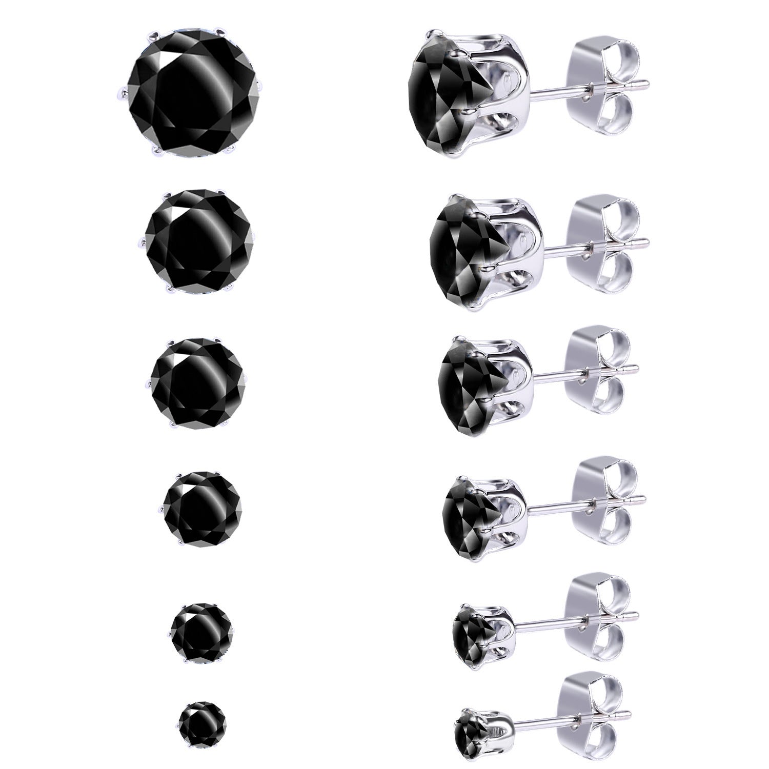 Women's Fashion Simple Stainless Steel Zircon Earings Set
