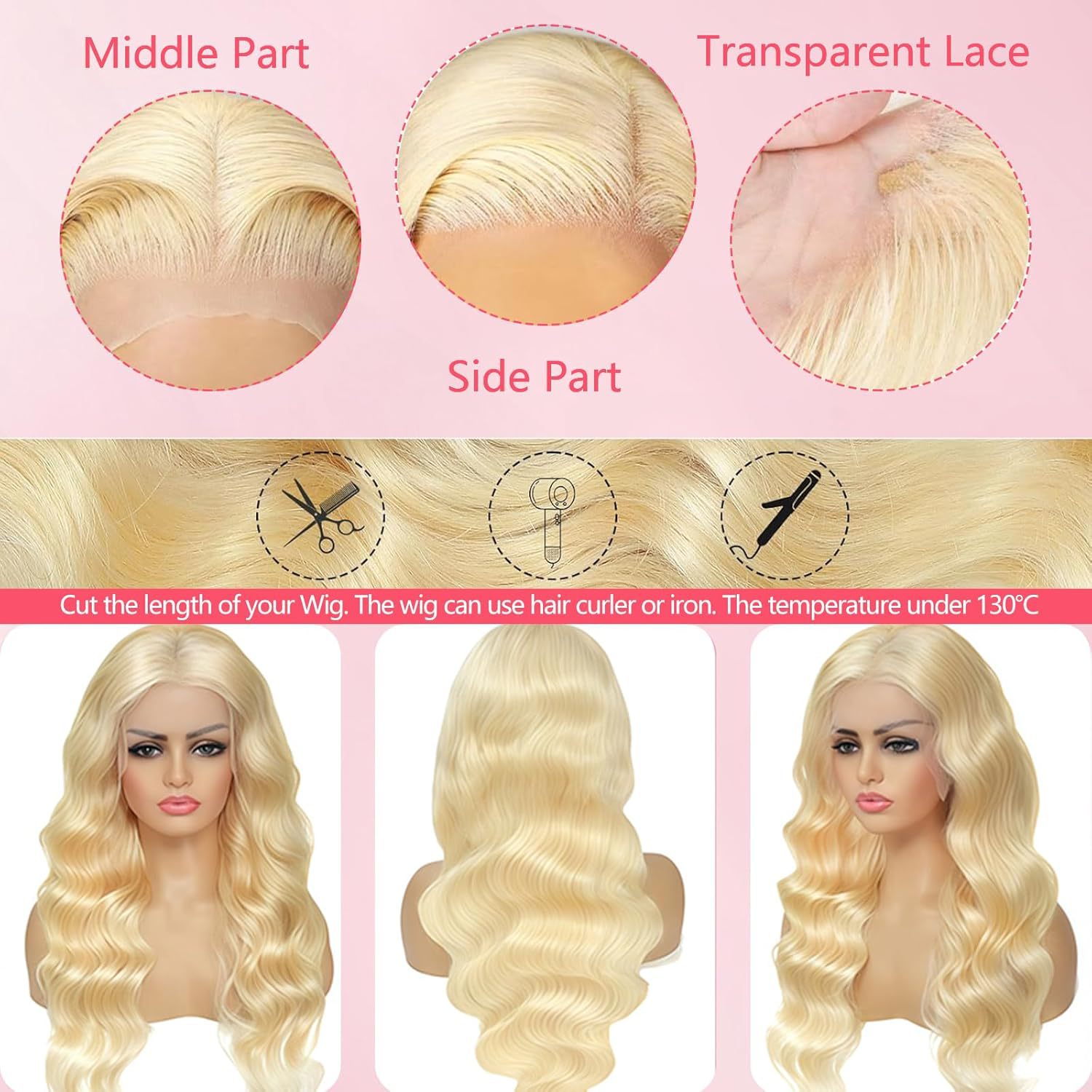 Hand-woven Front Lace Synthetic Wigs Golden Big Wave Long Curly Hair