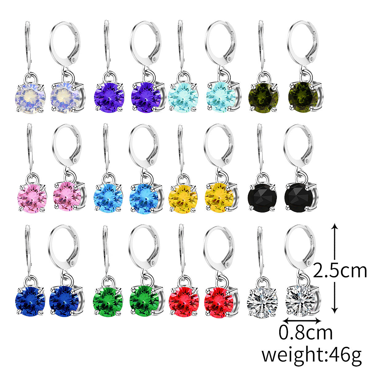 Women's Fashion Simple Stainless Steel Zircon Earings Set