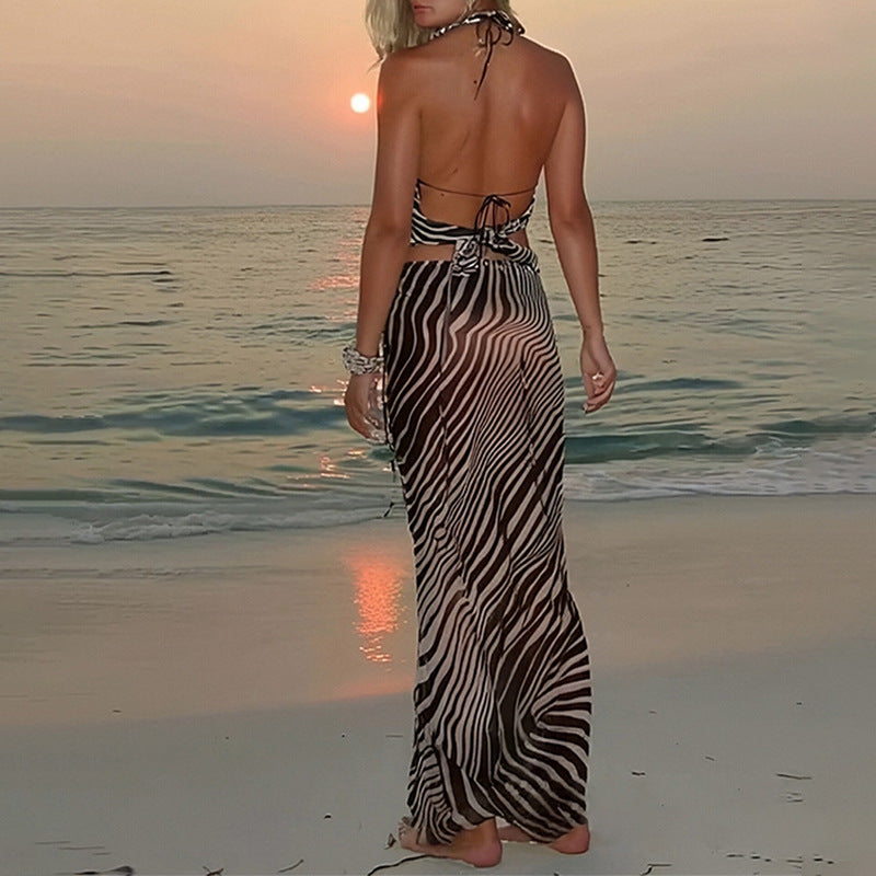 Female Leisure Split Long Printed Female Dress