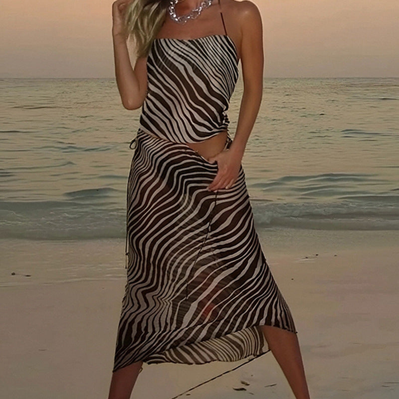 Female Leisure Split Long Printed Female Dress