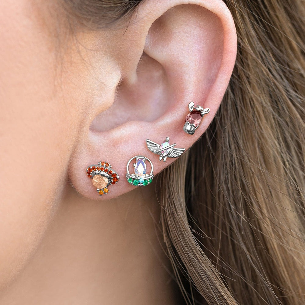Fashion Personality Color Zircon Earings Set
